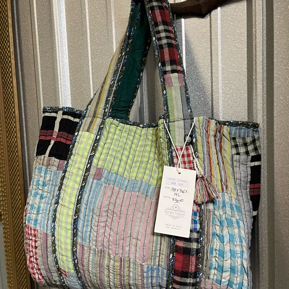 Sacred Threads Patchwork Quilted Hand Bag - Multi… - image 3